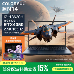 七彩虹 源N14 14英寸AI全能轻薄学生设计师游戏笔记本电脑（i7-13620H/16G/512G/
