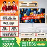 异能者联想投资品牌23.8英寸一体机台式电脑 商务办公家用高刷整机(酷睿i5-12450H 16G 512G) 白