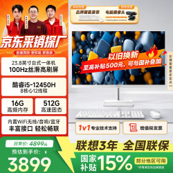异能者联想投资品牌23.8英寸一体机台式电脑 商务办公家用高刷整机(酷睿i5-12450H 16G