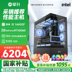 攀升 电竞游戏设计师电脑台式机电脑主机整机(i5 14400F/RTX5060/16G/512G)国家