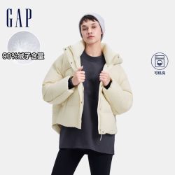 Gap 女装立领抽绳连帽按扣羽绒服 606079