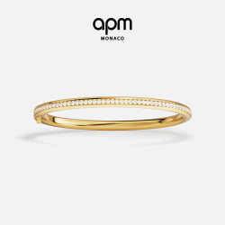 APM Monaco 密镶RIVIERA手镯轻奢高级送女生女友生日礼物 金黄色 S（15.5cm）