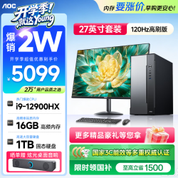 AOC 台式机高性能家用办公商用电脑整机荣光T260（12代酷睿I9-12900HX 16G 1TSSD   三年上门）+27