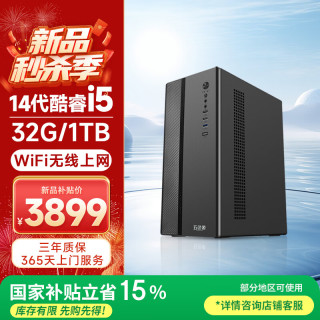 五色鱼 14代酷睿i5-14450HX 32G内存 1TB固态  无线WIFI 办公家用设计游戏台式电脑台式机电脑主机整机