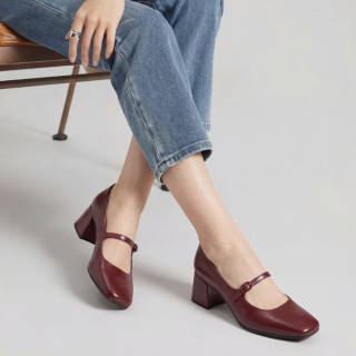 Clarks 妮嗒系列女鞋学院方跟玛丽珍单鞋高跟鞋261728564