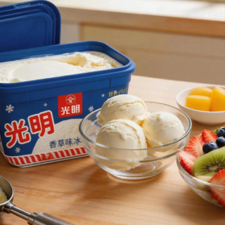光明牌 白雪冰砖 香草味奶砖冰淇淋1000g*1桶 大桶家庭装冷饮