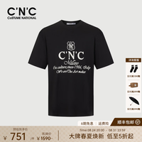 C'N'C CNC重工肌理感字母印花短袖T恤26春夏奢侈品上衣男 黑色 52 /L/(180/96A)