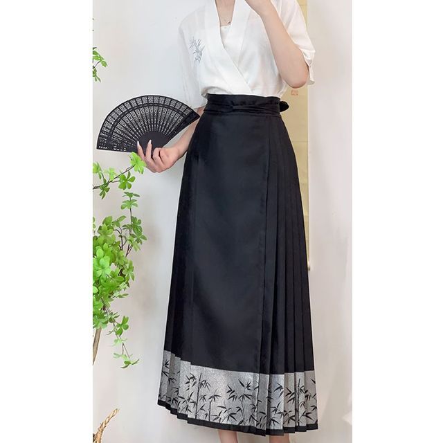 醉雨朵 听竹 小个子明制八分马面裙套装 改良飞机袖短袖汉服