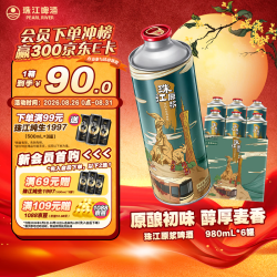 珠江啤酒 11度 珠江原浆啤酒 980ml*6听 整箱装 京东自营