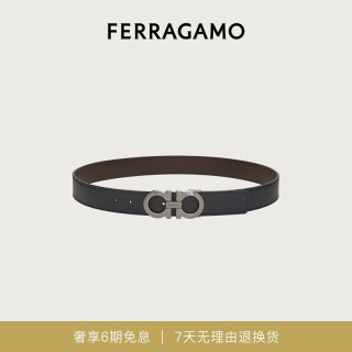 Salvatore Ferragamo 男士牛皮革板扣腰带675542 0464231 黑色 110