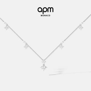 APM Monaco 白色Éclat闪耀四叶草项链女锁骨链生日礼物官方旗舰店