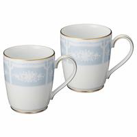 Noritake 马克杯 ( 对套装 ) 280毫升 蕾丝木金色 2个 蓝色 精细的 P9755A/1507