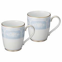 Noritake 马克杯 ( 对套装 ) 280毫升 蕾丝木金色 2个 蓝色 精细的 P9755A/1507