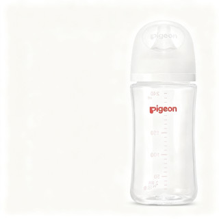 贝亲 玻璃奶瓶宽口径防胀气240ml L号奶嘴 6月+ AA188