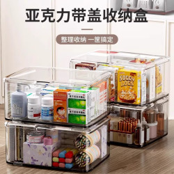 置物桌面收纳盒盒子透明亚克力防尘整理盒卧室客厅家用带盖杂物筐