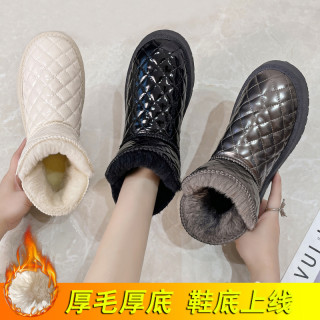 加绒加厚雪地靴女短靴女2025冬季新款皮毛一体厚底棉鞋保暖鞋女鞋