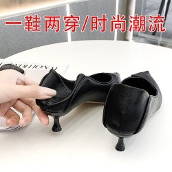 么琳 3公分跟鞋不累脚女黑色2026春新款尖头细跟职业舒适百搭两穿单鞋