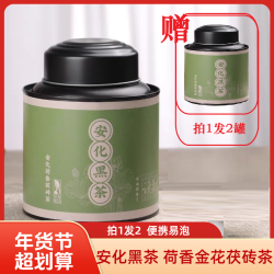 新春年货 安化黑茶荷香手筑金花茯砖茶小罐装120g