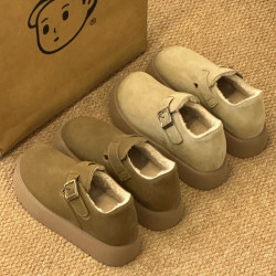 晚睡兰 •内增高7cm牛皮厚底女鞋内增高秋冬棉鞋百搭复古风勃肯鞋子