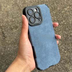 佳美萱 简约翻毛皮适用苹果15promax手机壳新款iphone14男12情侣13防摔11