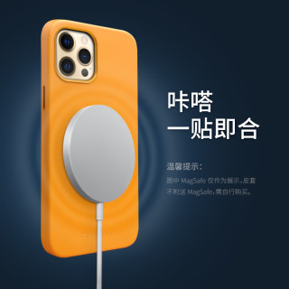 适用苹果iphone12/13/14系列真皮手机壳后盖磁吸充电