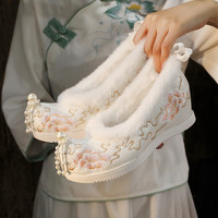 云芙鹿云百莲汉服鞋新款2025加厚加棉保暖古风搭配古装冬季绣花鞋