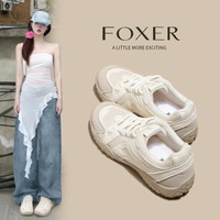 FOXER 时尚ins百搭休闲鞋透气百搭小众厚底小白鞋韩版网面