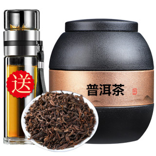鹭伊缘 正宗云南宫廷老树普洱茶熟茶红茶散装罐装七年陈250g送茶水分离杯