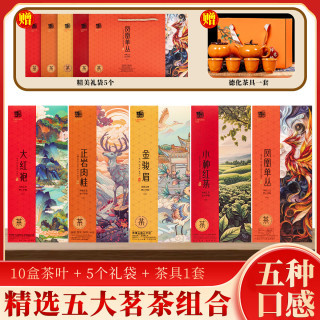 强韵 特级五大茗茶10条装赠柿柿如意茶具套装 支持试喝！