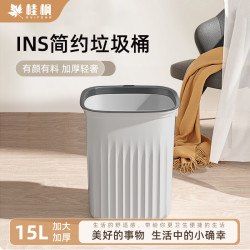 桂枫 垃圾桶大号客厅厨房卫生间办公室家用简约大容量纸篓压圈15L
