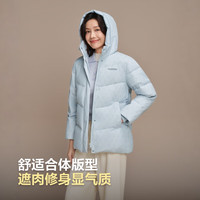 波司登 25女短款连帽羽绒服 天蓝爱心印花9W38 M