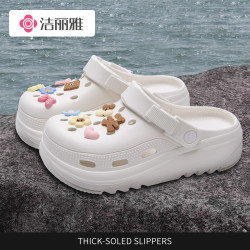 洁丽雅 莫奈花园风洞洞鞋女2025新款防滑高档情侣外穿包头软底女夏
