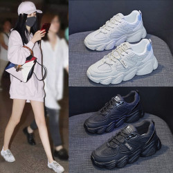 百搭透气老爹鞋女2026春夏新款洋气厚底网面网红运动鞋女潮907