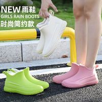 时尚短筒雨鞋女耐磨休闲胶鞋厨房食堂雨靴鞋水鞋加绒加厚防水防滑