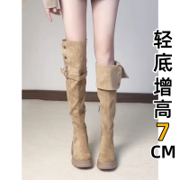 7cm厚底美拉德粗跟高筒靴过膝长靴女2026年冬季新款美拉德弹力靴