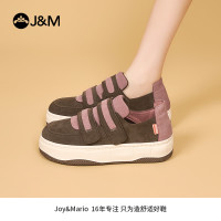 J&M 春秋低帮撞色舒适女鞋厚底魔术贴时尚休闲鞋87690W