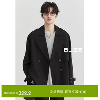 伯爵卓尔 短款风衣男士2025秋装新款英伦风通勤休闲外套男 月夜黑  S