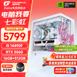 七彩虹 纯白海景房R搭14600KF DIY游戏主机台式组装电脑整机 酷睿i5 14490F+506