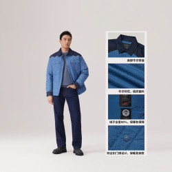 Levi's 004Z5 美式休闲撞色翻领轻薄羽绒服 牛仔蓝 L