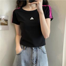 adidas 26年夏季新款女装柔软棉质运动休闲短袖T恤跑步健身修身上衣