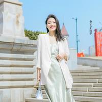 Meilleur moment 董洁代言明星同款麦檬MM春夏桑蚕白色气质宽松时尚通勤西装女