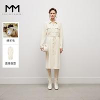 Meilleur moment MM麦檬秋冬美丽诺羊毛正肩工装优雅淑女通勤百搭连衣裙女