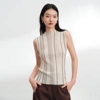 EP YAYING EP雅莹反季 绵羊毛条纹显瘦无袖背心针织毛衣