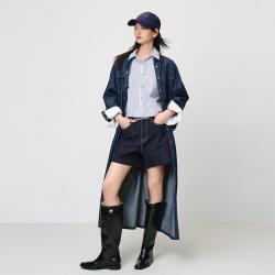 EP YAYING EP YAYING雅莹女装 100纯棉牛仔简约长款风衣外套