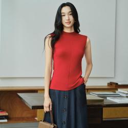 EP YAYING EP雅莹反季高端系列 丝羊毛坑条针织背心打底内搭