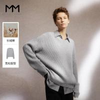 Meilleur moment MM麦檬春季高级灰商场同款追光衫圆领长袖落肩宽松毛衣女