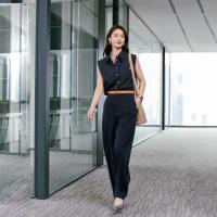 EP YAYING EP雅莹 职场通勤质感高腰宽松直筒裤