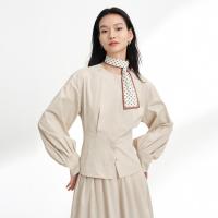 EP YAYING EP雅莹女装 圆领开襟收腰简约长绒棉衬衫