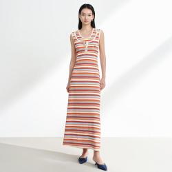 EP YAYING EP雅莹女装 棉条纹多巴胺度假背心吊带连衣裙