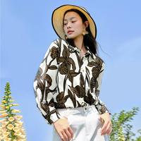 EP YAYING EP雅莹女装 时尚简约花卉印花直筒廓形衬衫